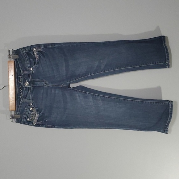 Grace in LA jeans women's size 3 blue silver embroidered pockets jewels capri - Picture 4 of 16